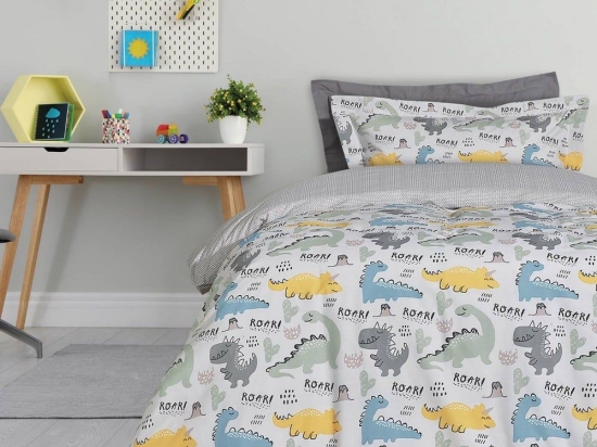 Παπλωματοθήκη Παιδική 4868 (Σετ 2τμχ) Grey-Yellow-Green Das Home Μονό 160x240cm Βαμβάκι-Πολυέστερ