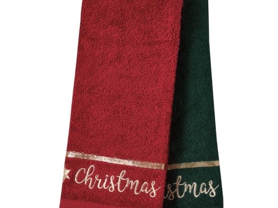 Ποτηρόπανα Christmas 0702 (Σετ 2τμχ) Red-Green Das Home