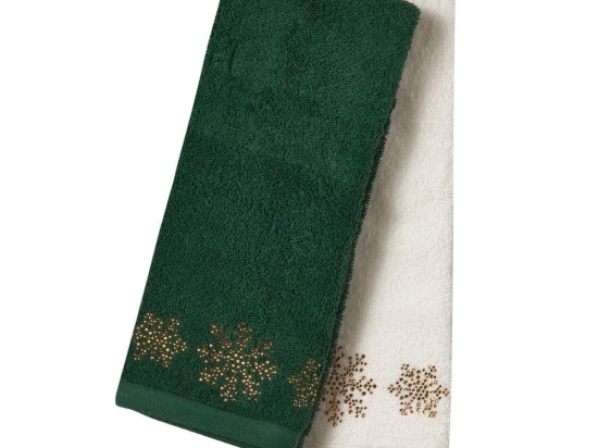 Ποτηρόπανα Christmas 0705 (Σετ 2τμχ) Green-Ivory Das Home
