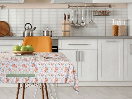 Τραπεζομάντηλο 0720 White-Somon-Green Das Home 140Χ180 Βαμβάκι-Πολυέστερ