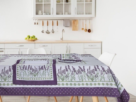 Τραπεζομάντηλο 0722 White-Purple-Green Das Home 140X220 Βαμβάκι-Πολυέστερ