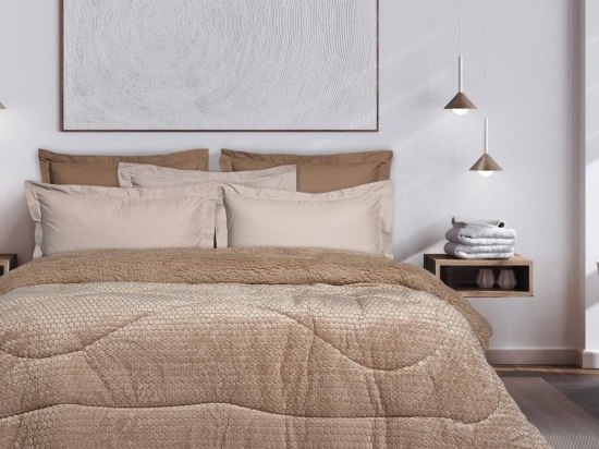 Κουβερτοπάπλωμα 1165 Sherpa Beige Das Home Υπέρδιπλο 220x240cm Πολυέστερ