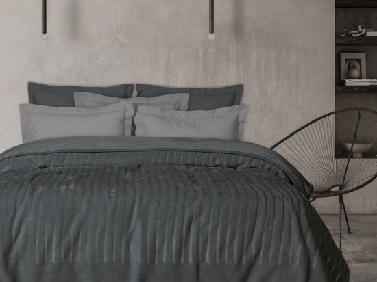 Κουβέρτα 1349 Velour Graphite Das Home Μονό 160x240cm Acrylic