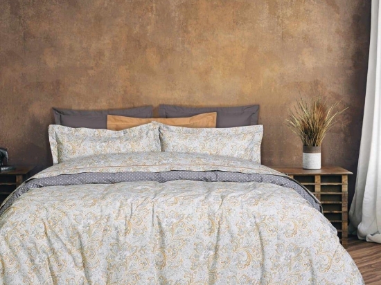 Παπλωματοθήκη 9612 Happy (Σετ 2τμχ) Grey-Ocher Das Home Μονό 160x240cm 100% Βαμβάκι