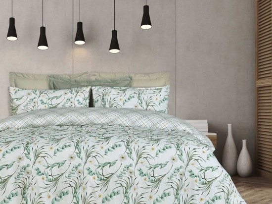 Παπλωματοθήκη 9618 Happy Flannel (Σετ 2τμχ) Ivory-Green Das Home Μονό 160x240cm 100% Βαμβακερή Φανέλα