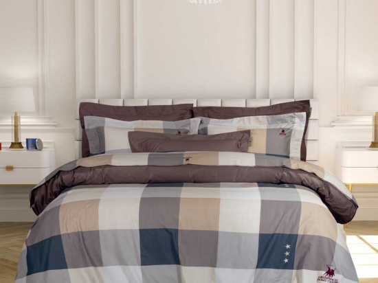 Παπλωματοθήκη 2164 (Σετ 3τμχ) Brown-Grey-White Greenwich Polo Club Υπέρδιπλο 220x240cm 100% Βαμβακοσατέν