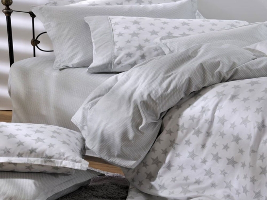 Σεντόνια Παιδικά 768 Σετ 2τμχ White - Grey Down Town Μονό 175x255cm 100% Βαμβακοσατέν