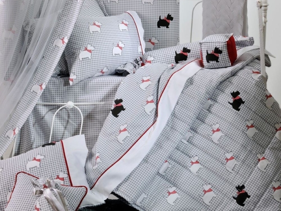 Σεντόνια Βρεφικά 767 (Σετ 2τμχ) White-Grey Down Town Λίκνου 100% Βαμβακοσατέν