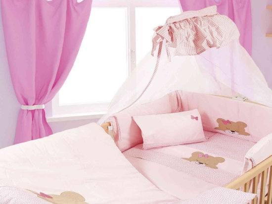 Κουνουπιέρα Βρεφική Sleeping Bears Cub 14 Ροζ DimCol 160x490cm 100% Βαμβάκι