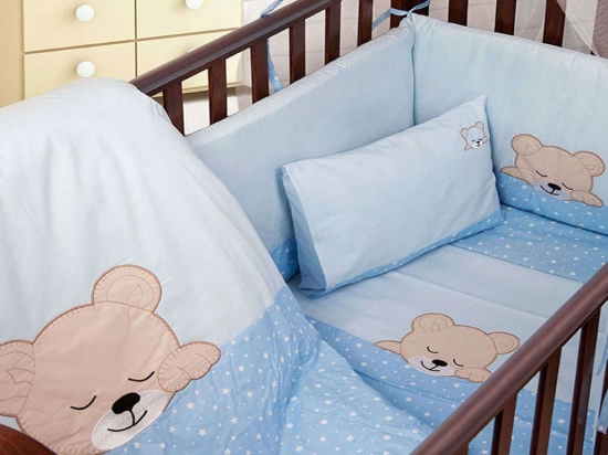 Προίκα Μωρού Σετ 3τμχ Sleeping Bears Cub 13 Σιέλ DimCol 100% Βαμβάκι