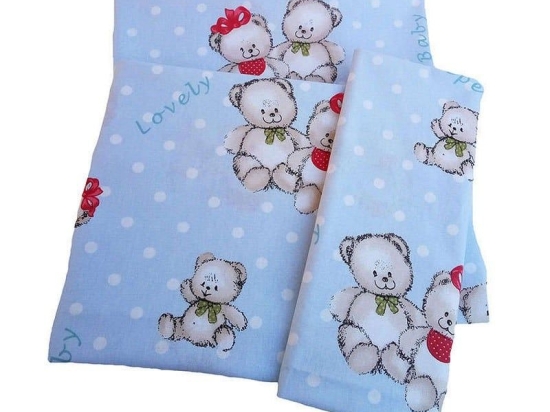 Πάνα Βρεφική Χασές Two Lovely Bears 64 Blue DimCol 80x80cm 100% Βαμβάκι