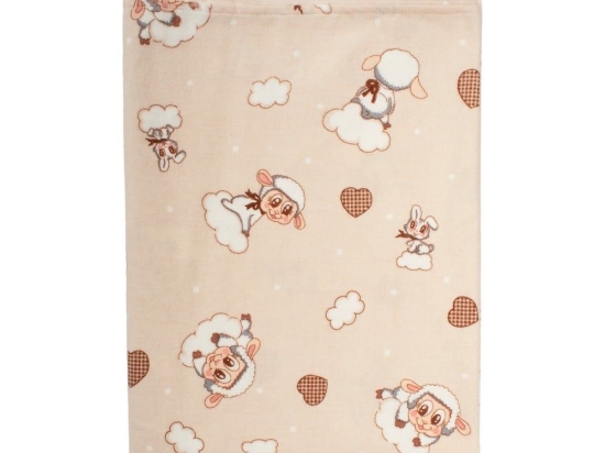 Σεντόνι Βρεφικό Φανελένιο Προβατάκι 07 Beige DimCol Λίκνου 80x110cm 100% Βαμβακερή Φανέλα