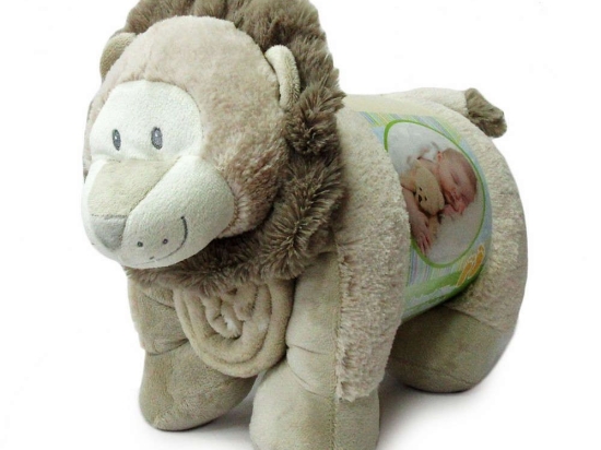 Κουβέρτα Βρεφική Με Λούτρινο Ζωάκι Coral Fleece 07 Beige DimCol Κούνιας 70x100cm Πολυέστερ