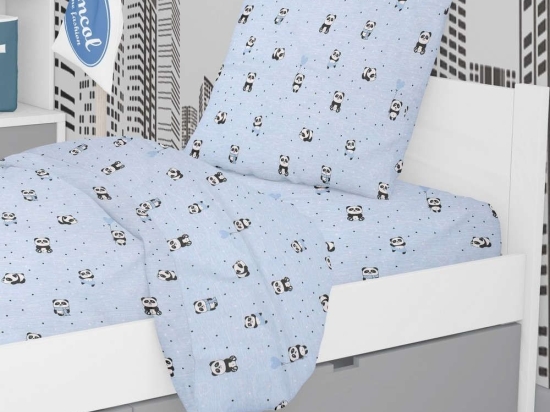 Μαξιλαροθήκη Παιδική Panda 110 Sky Blue DimCol 35X45 100% Βαμβάκι
