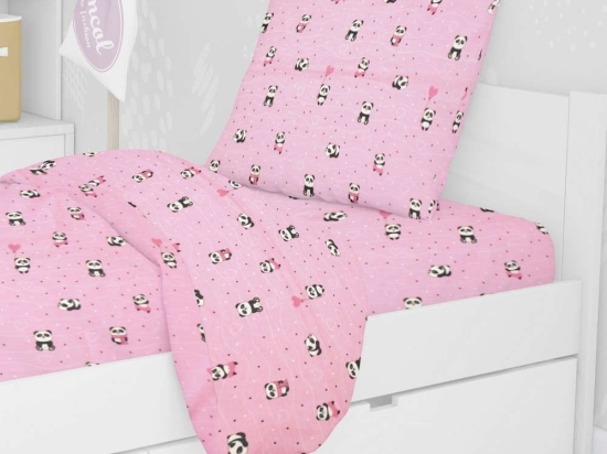 Μαξιλαροθήκη Παιδική Panda 111 Pink DimCol 35X45 100% Βαμβάκι