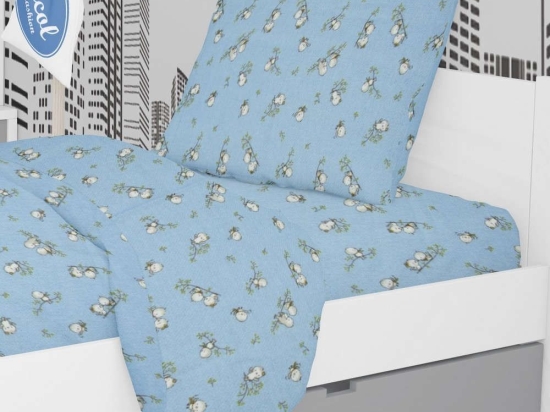 Μαξιλαροθήκη Παιδική Εμπριμέ Birds 14 Sky Blue DimCol 50Χ70 50x70cm 100% Βαμβακερή Φανέλα