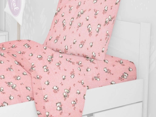 Μαξιλαροθήκη Παιδική Birds 15 Pink DimCol 35X45 100% Βαμβακερή Φανέλα