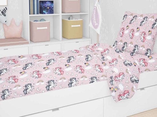Πάπλωμα Παιδικό Εμπριμέ Unicorn 107 Lila DimCol Μονό 160x240cm 100% Βαμβάκι