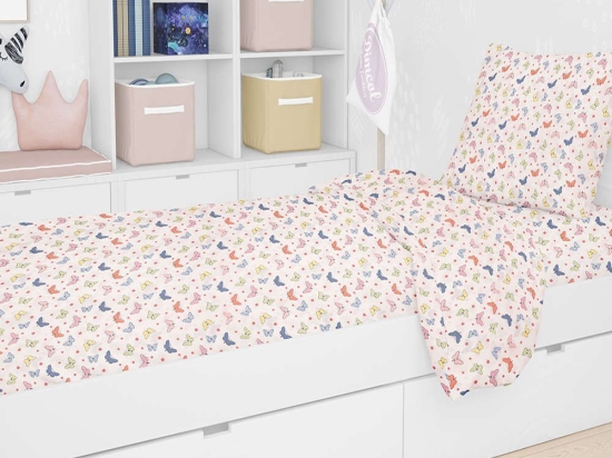 Σεντόνι Βρεφικό Με Λάστιχο Butterfly 49 Rotary Print DimCol Λίκνου 70x140cm 100% Βαμβάκι