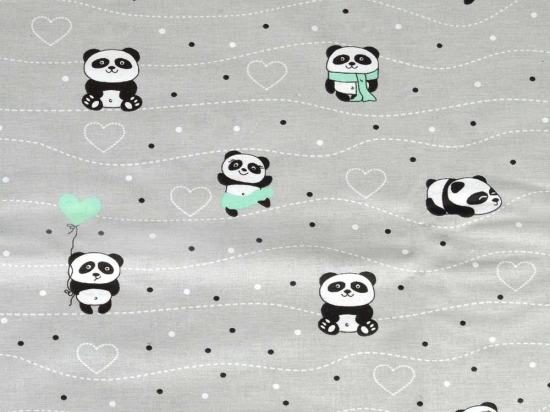 Σεντόνι Βρεφικό Panda 112 Grey-Green DimCol Λίκνου 80x110cm 100% Βαμβάκι