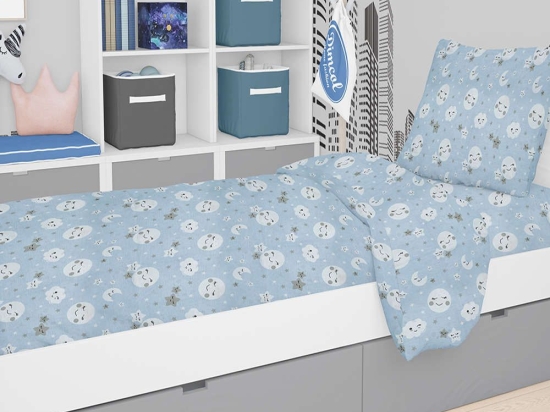 Σεντόνι Βρεφικό Με Λάστιχο Smile 81 Blue DimCol Λίκνου 70x140cm 100% Βαμβάκι
