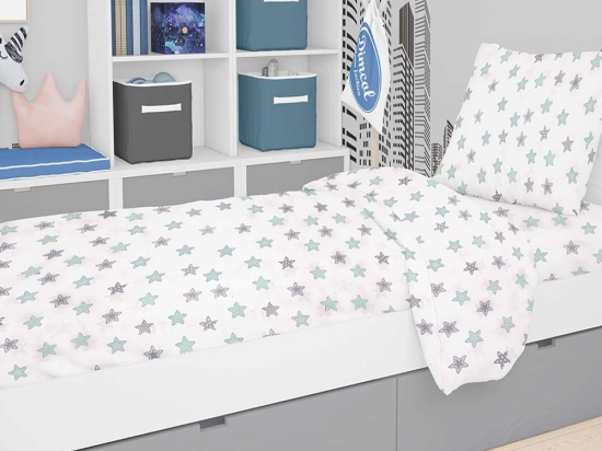 Σεντόνι Βρεφικό Με Λάστιχο Star 101 Green DimCol Λίκνου 70x140cm 100% Βαμβάκι
