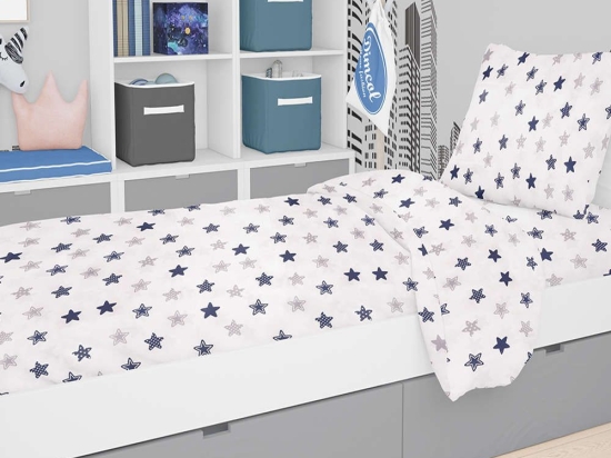 Σεντόνι Βρεφικό Με Λάστιχο Star 102 Blue DimCol Λίκνου 70x140cm 100% Βαμβάκι