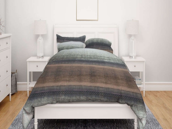 Σεντόνια Εμπριμέ Σετ 4τμχ Hor Stripes 01 Brown DimCol Υπέρδιπλο 220x240cm 100% Βαμβακερή Φανέλα