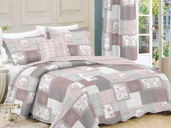 Κουβερλί Σετ 3τμχ Grey-Pink 350 Dim Διπλό 220x240cm 100% Βαμβακερό Περκάλι
