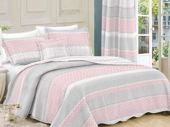 Κουβερλί Σετ 3τμχ Grey-Pink 408 Dim Διπλό 220x240cm 100% Βαμβακερό Περκάλι
