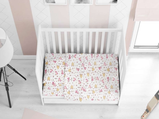 Σεντόνι Βρεφικό Σετ 3Τμχ Elephant 172 Pink DimCol Κούνιας 120x160cm 100% Βαμβάκι