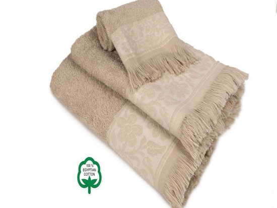 Πετσέτες Σετ 3Τμχ Νέμεσις 10 Beige DimCol Σετ Πετσέτες 70x140cm 100% Βαμβάκι