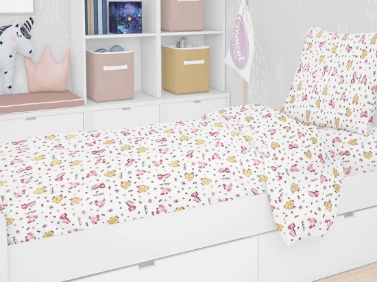 Σεντόνι Παιδικό Σετ 3Τμχ Elephant 172 Pink DimCol Μονό 160x240cm 100% Βαμβάκι