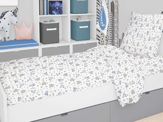 Σεντόνι Παιδικό Σετ 3Τμχ Elephant 174 Blue DimCol Μονό 160x240cm 100% Βαμβάκι