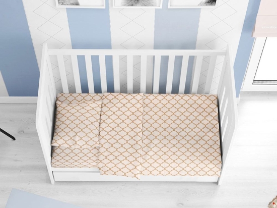 Σεντόνι Βρεφικό Windows 151 White-Beige DimCol Λίκνου 80x110cm 100% Βαμβάκι