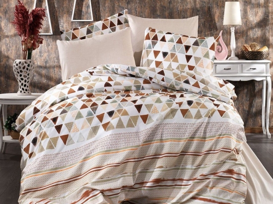 Πάπλωμα Ναυσικά 345 Brown Beige DimCol Υπέρδιπλο 220x240cm Βαμβάκι-Πολυέστερ