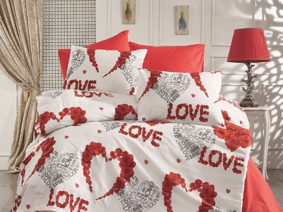 Μαξιλαροθήκη Πάθος 303 White-Red DimCol 50Χ70 Βαμβάκι-Πολυέστερ