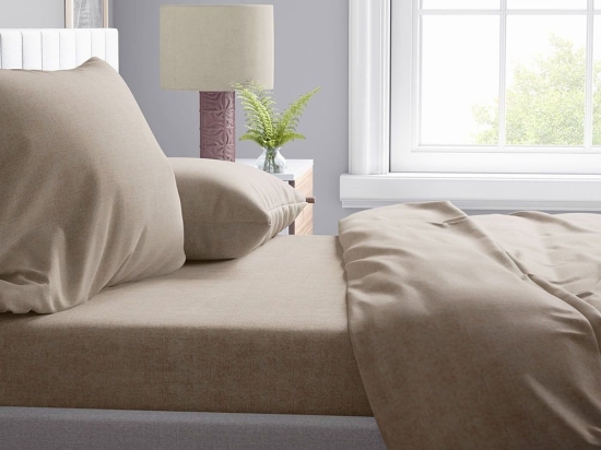 Παπλωματοθήκη Μελανζέ 02 Golden Beige DimCol Υπέρδιπλο Βαμβάκι-Πολυέστερ