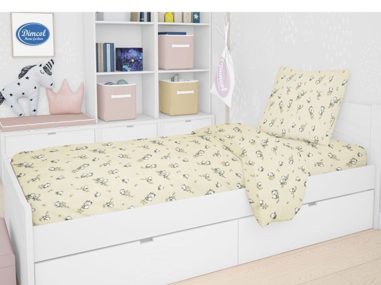 Παπλωματοθήκη Παιδική Birds 16 Ecru DimCol Μονό 100% Βαμβακερή Φανέλα