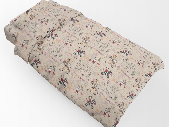 Σεντόνια Παιδικά Africa 145 Σετ 3τμχ Beige DimCol Μονό 100% Βαμβακερή Φανέλα