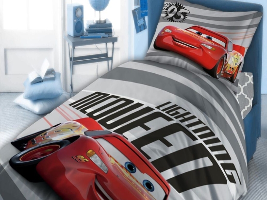 Σεντόνια Παιδικά Cars 874 Σετ 4τμχ Disney Digital Print Grey-Red DimCol Μονό 100% Βαμβάκι