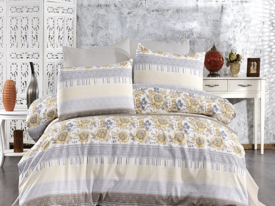 Σεντόνια Ηλιαχτίδα 370 (Σετ 3τμχ) Grey-Beige DimCol Μονό 160x240cm Βαμβάκι-Πολυέστερ