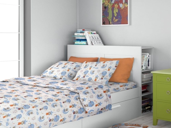 Μαξιλαροθήκη Παιδική Reach The Stars 191 Sky Blue DimCol 50Χ70 50x70cm 100% Βαμβάκι