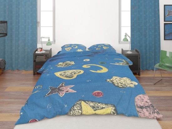 Σεντόνια Moonlight 449 (Σετ 3τμχ) Blue-Multi DimCol Μονό 160x240cm 100% Βαμβάκι