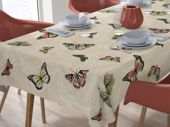 Καρέ Αλέκιαστο Butterfly 452 Ecru DimCol 90X90cm 90x90cm Βαμβάκι-Πολυέστερ