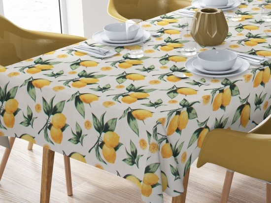 Καρέ Αλέκιαστο Lemon 457 White-Yellow DimCol 90X90cm 90x90cm Βαμβάκι-Πολυέστερ