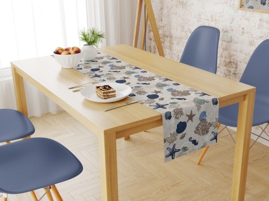 Τραβέρσα Αλέκιαστη Coral Reef 475 Ecru DimCol 40Χ180 40x180cm Βαμβάκι-Πολυέστερ