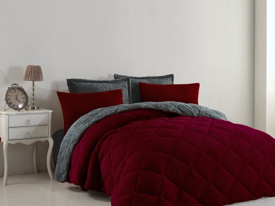Κουβερτοπάπλωμα 1860 B08 Bordeaux DimCol Μονό 160x220cm Πολυέστερ
