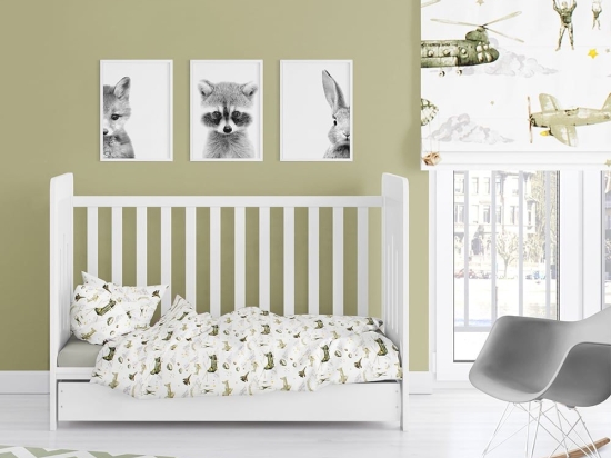 Σεντόνι Βρεφικό Airforce 196 White-Khaki DimCol Λίκνου 80x110cm 100% Βαμβάκι