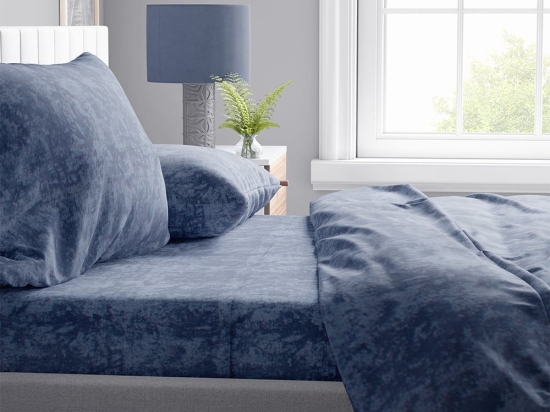 Σεντόνια Shadow 15 (Σετ 4τμχ) Dark Blue DimCol Υπέρδιπλo 220x240cm Βαμβάκι-Πολυέστερ